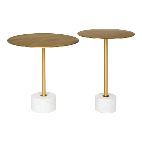 Sidebord, Lecco, messingfarvet / marmoreret