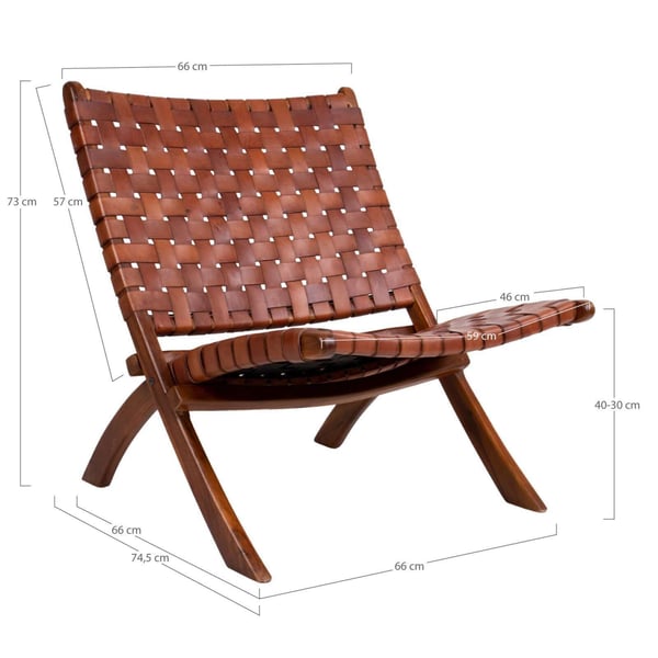 Fåtölj, Perugia, brun, teak