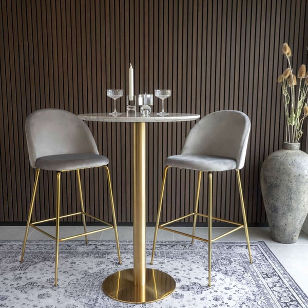 Bar-bord, Bolzano, vit / mässingsfärgad