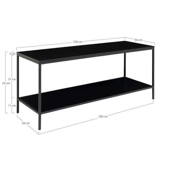 Tv-bänk, Vita, svart, stål