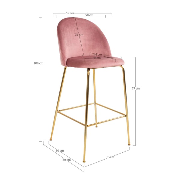 Barstole 2 stk Lausanne 55x52 cm rosa