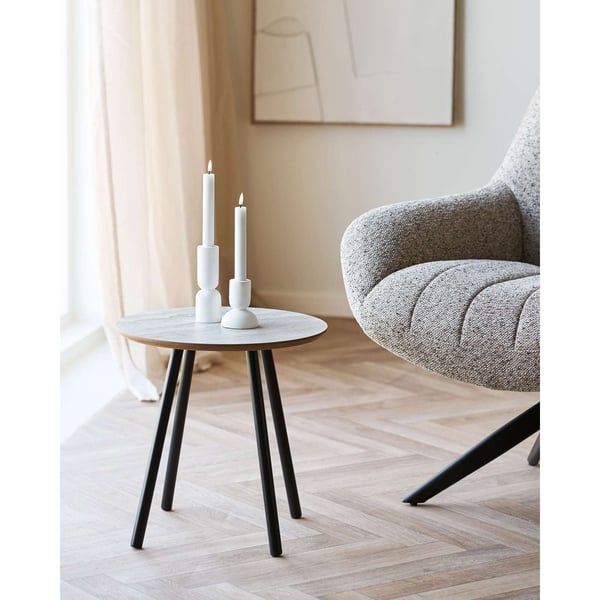 Sidobord, Aalst, ø40x40 cm, Svart/Beige