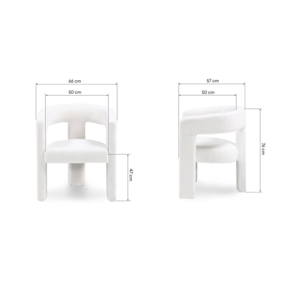 Lænestol, LAUREN, 66x57x76 cm, Creme