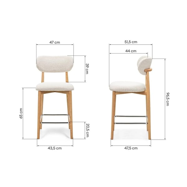 Barstol, MIA, 47x51,5x96,5 cm, Creme