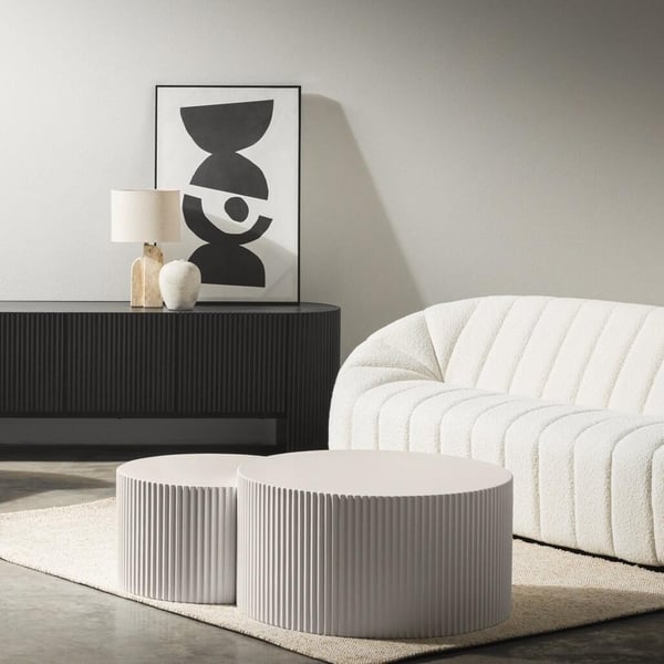 Sohvapöytäsarja, ZEO, 80x80x40 cm ja 60x60x35 cm, Harmaa-Beige