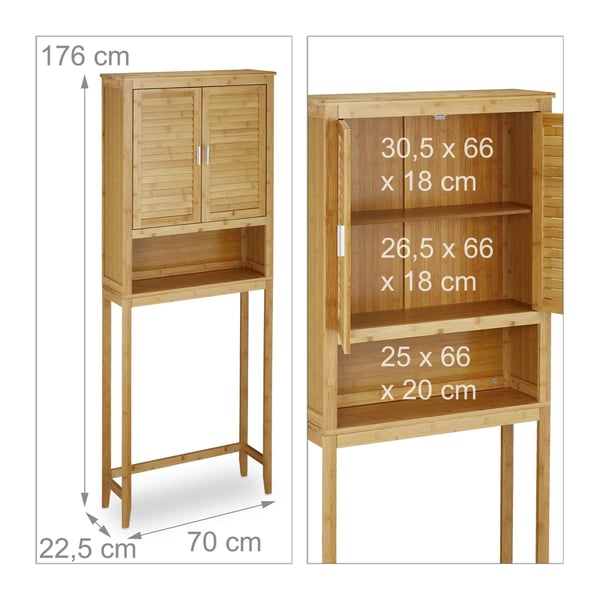 Vaskemaskineskab, Bambus, 176x70x22,5 cm, Natur, Kodustaar