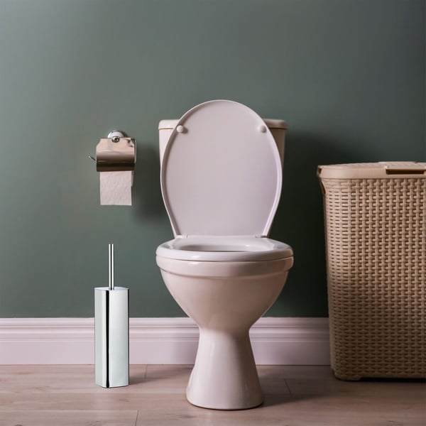 Toiletbørsteholder, vægmonteret, 38,5x8x8 cm, sølv