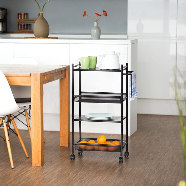 Serveringsvogn, 81x25x50 cm, Sort, Kodustaar