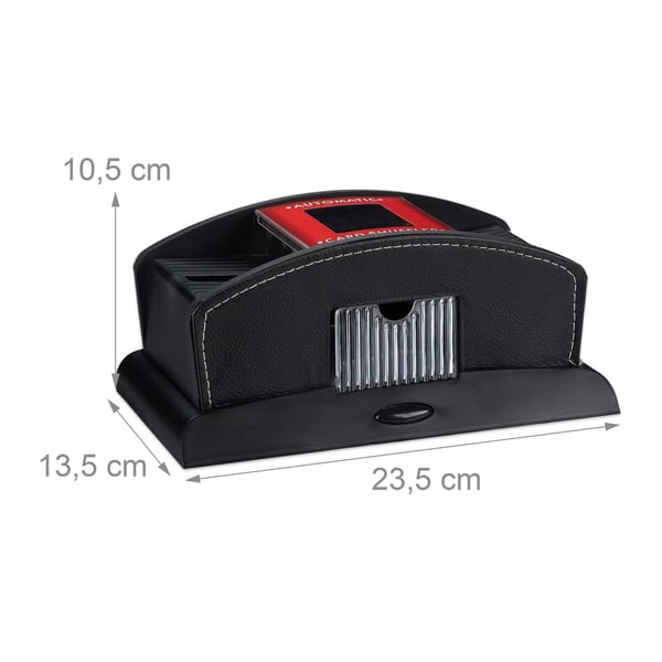 Kortblandare, Elektrisk för 2 kortlekar, 10,5x23,5x13,5 cm, Svart