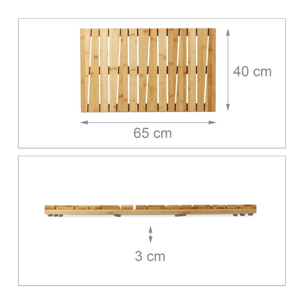 Badrumsmatta, Bambu, 3x65x40 cm, Brun