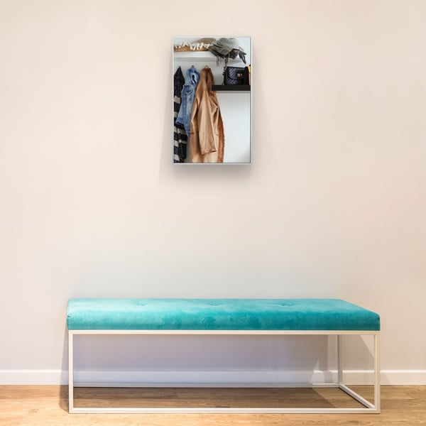 Badeværelsesskab, Spejl, 56x40.5x12.5 cm, Hvid