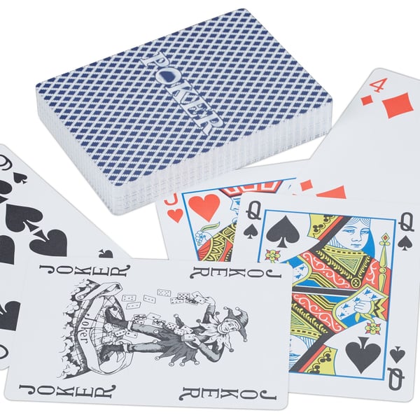 Pelikortit, muoviset pokerikortit, 9.5x7x2 cm, punainen
