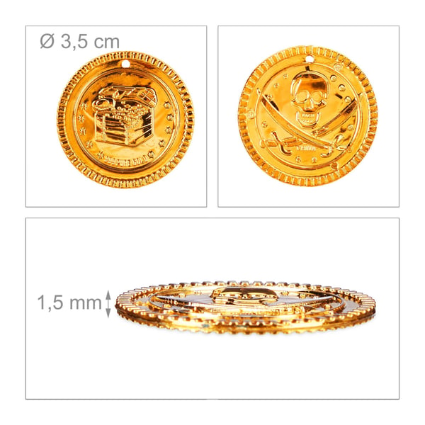 Piratmønter, 3,5x0,15 cm, Guld, Kodustaar