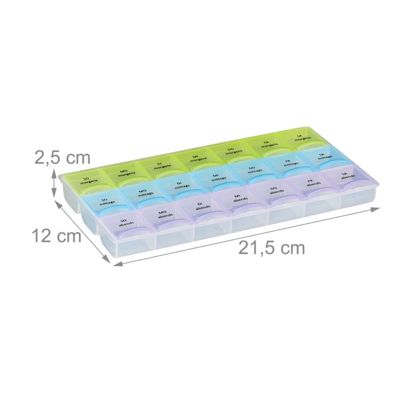 Pillerirasia, 7 päivän laatikko, 3 lokeroa, 2,5x21,5x12 cm, läpinäkyvä, Kodustaar
