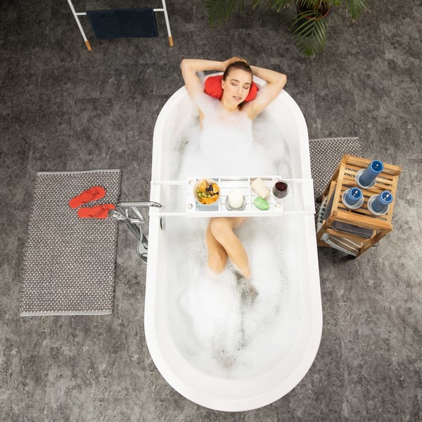 Kylpyammeen tarjotin, 7x67,5x20,5 cm, valkoinen
