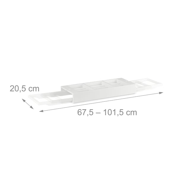 Kylpyammeen tarjotin, 7x67,5x20,5 cm, valkoinen