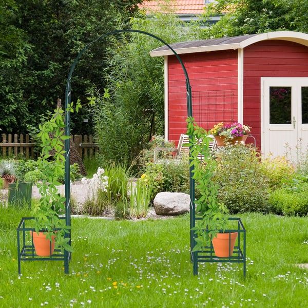 Rosenbue med plantekasser, 226x204x45 cm, Grøn, Kodustaar