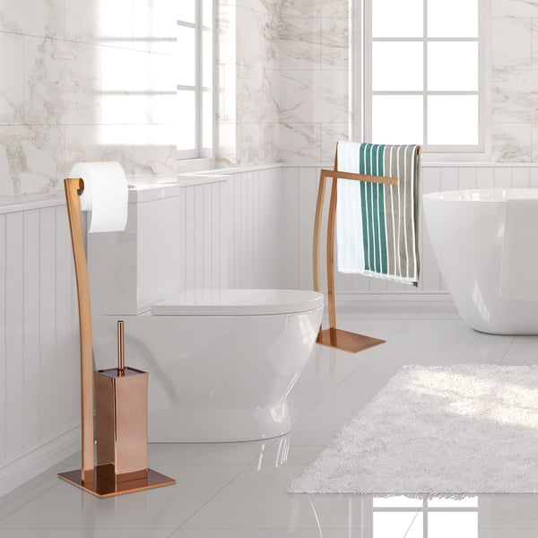 Toiletbørste og holder sæt, 71x20x20 cm, kobber eller sølv