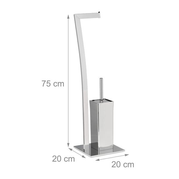 Toiletbørste og holder sæt, 71x20x20 cm, kobber eller sølv
