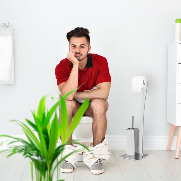 Toiletbørste og holder sæt, 71x20x20 cm, kobber eller sølv