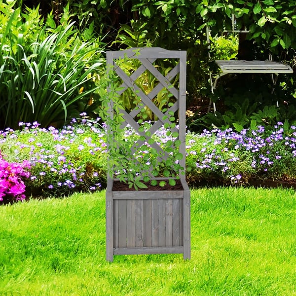 Plantekasse med espalier, 150x70x30 cm, Grå, Kodustaar
