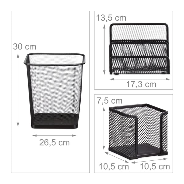 Skrivbordsorganisatör set, 30x26.5x26.5 cm, Svart