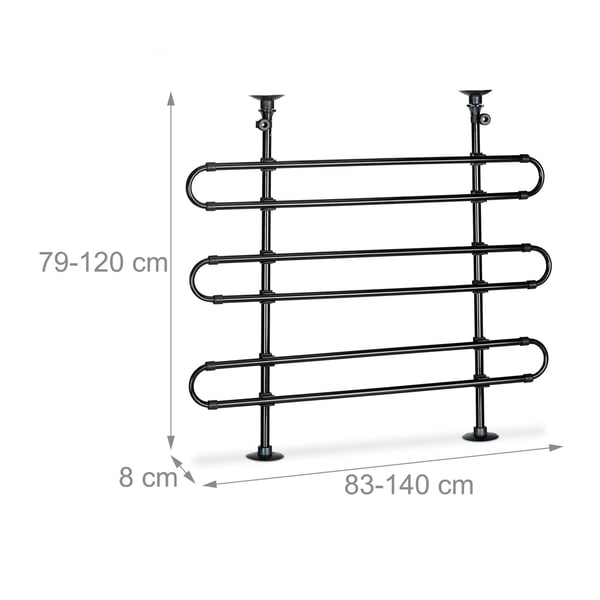 Hundebilbarriere, 79-120x83-140x8 cm, Sort, Kodustaar