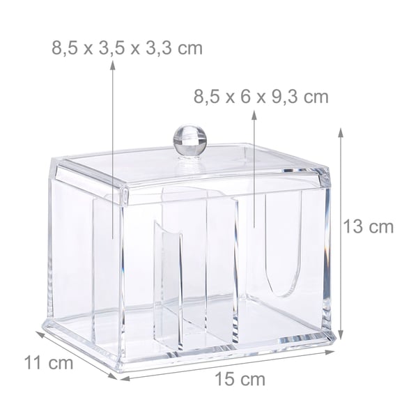 Opbevaringsboks, Akryl, 13x15x11 cm, Transparent