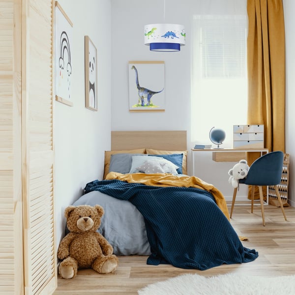 Loftlampe, Dinosaurdesign, 126x30 cm, Hvid og Blå, Kodustaar