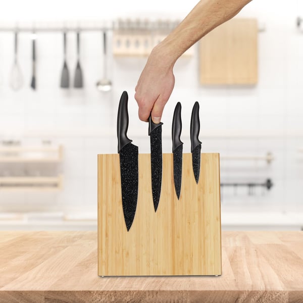 Knivblock, Magnetisk bambu, 27.5x28x12 cm, Natur, Kodustaar