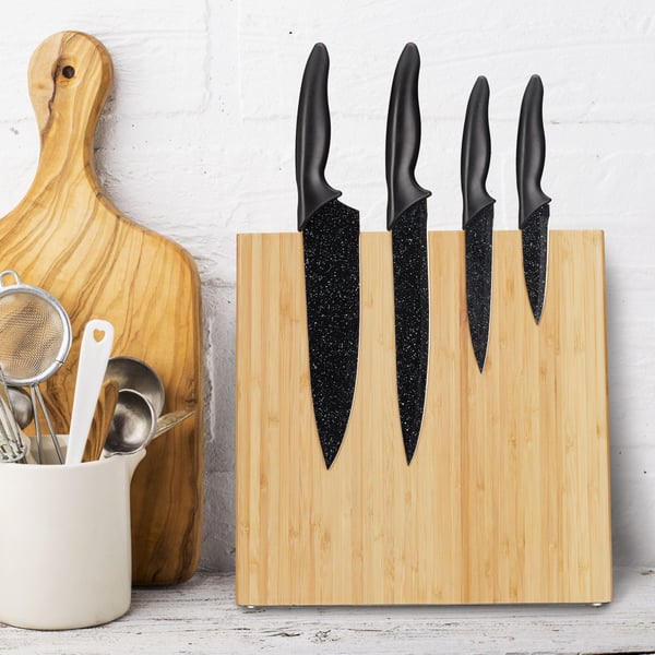 Knivblock, Magnetisk bambu, 27.5x28x12 cm, Natur, Kodustaar