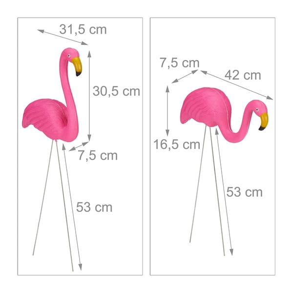 Puutarhakoristesetti, Flamingo, 70x31,5x7,5 cm, vaaleanpunainen, Kodustaar