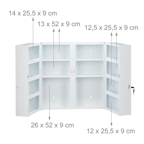 Medicinskab, 53x52,5x19,5 cm, Hvid
