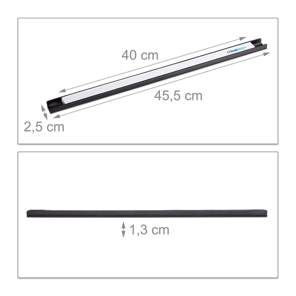 Magneettinen työkaluteline, 2.5x45.5x1.3 cm, musta