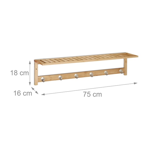 Vægmonteret håndklædeholder, bambus, 18x75x16 cm, natur