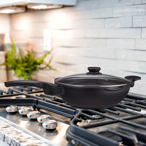 Wok-pannu kannella, 15,5x57x31,5 cm, musta, Kodustaar