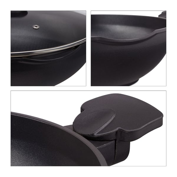 Wok-pannu kannella, 15,5x57x31,5 cm, musta, Kodustaar