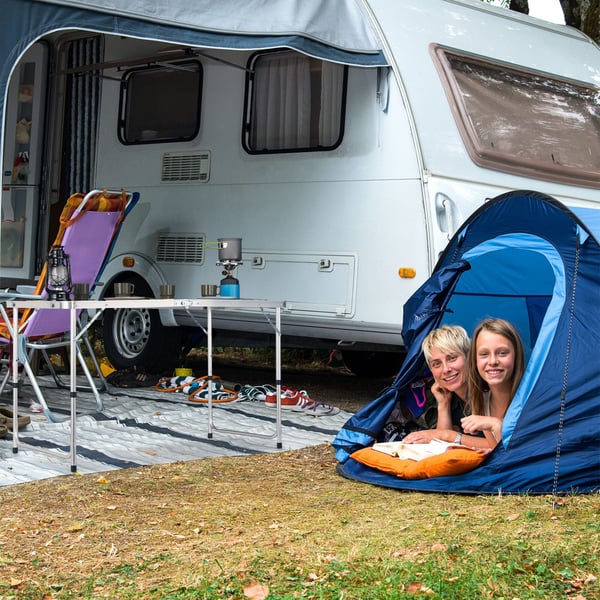 Campingbord, sammenklappeligt, 120x60x70,5 cm, grå, Kodustaar