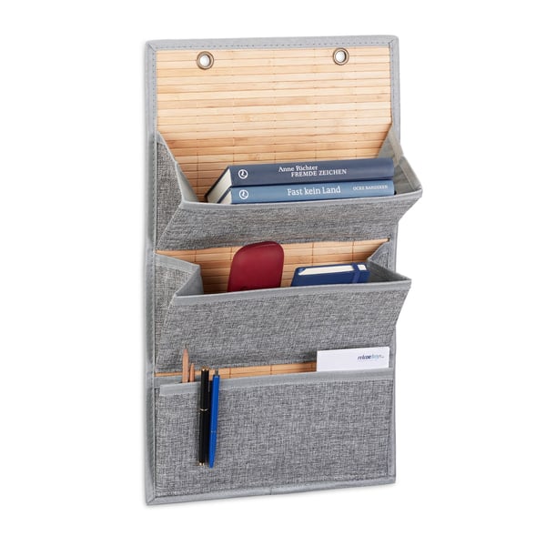 Hängande förvaringsorganisator, bambu, 75x34x12 cm, grå, Kodustaar