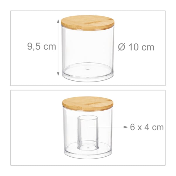 Sæt med opbevaringsbeholdere til badeværelset, 13x10 cm, transparent