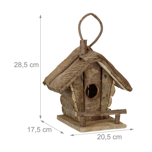 Dekorativ fågelholk, trä, 28,5x20,5x17,5 cm, natur