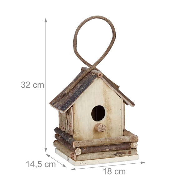 Dekorativt fuglehus, Træ, 28,5x20,5x17,5 cm, Natur, Kodustaar