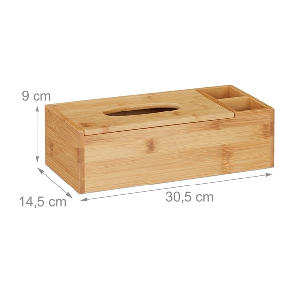 Tissueboks-organizer, bambus, 9x30.5x14.5 cm, natur, Kodustaar