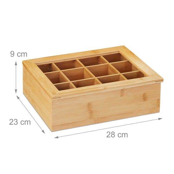 Teaboks, Bambus, 9x28x23 cm, Natur, Kodustaar