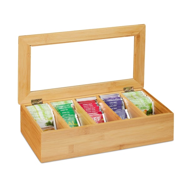 Teaboks, Bambus, 9x37x20 cm, Natur