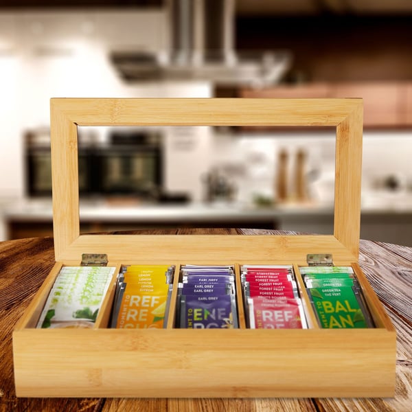 Teaboks, Bambus, 9x37x20 cm, Natur