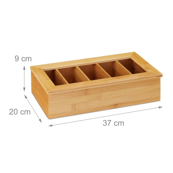 Teaboks, Bambus, 9x37x20 cm, Natur