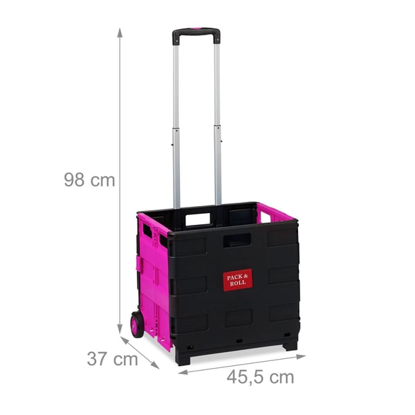 Shoppingvagn, Fällbar, 98x45,5x37 cm, Svart