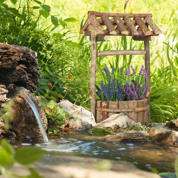 Planter, Träfontän för trädgård, 43x25x18 cm, Natur, Kodustaar