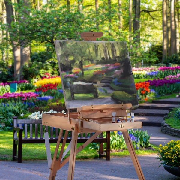 Staffli, Portabelt trästaffli, 100x70x180 cm, Natur, Kodustaar